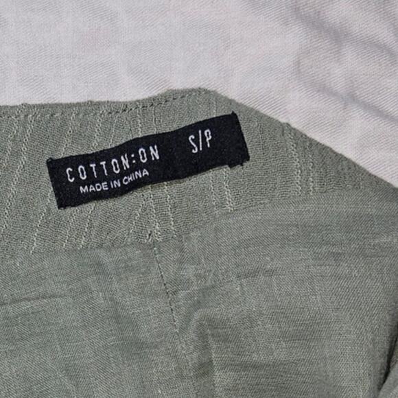 Cotton On Mini Skirt Womens S Sage Green Textured 100% Cotton A-Line Minimalist - Picture 4 of 8